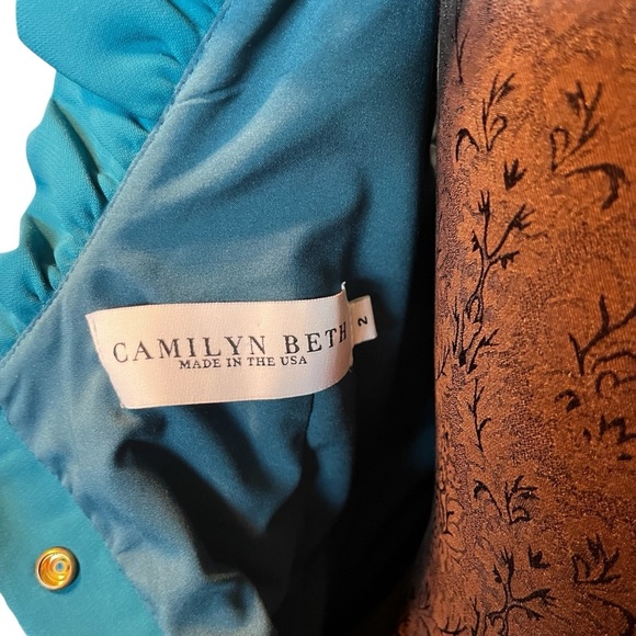 Camilyn Beth Blue Ruffle Collar Snap Back Cocktail Dress Size 2 - Picture 2 of 8